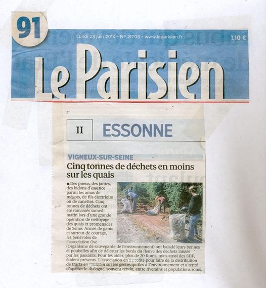 Belle opération de nettoyage et sensibilisation à Vigneux (91) le 21 juin