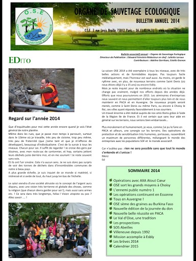 Le bulletin annuel de OSE est disponible!
